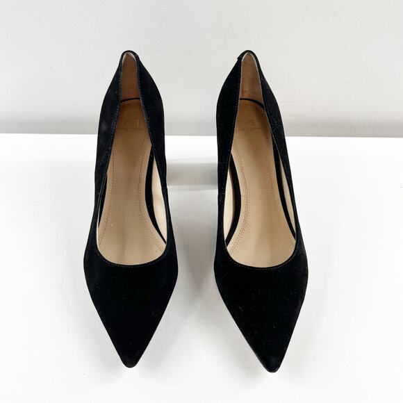 Marc Fisher Zala Pointed Toe Suede Block Heel Pumps Black 7 - Picture 8 of 9